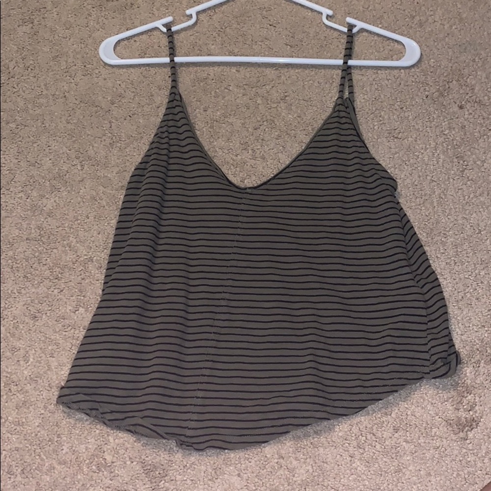 green and black striped crop top